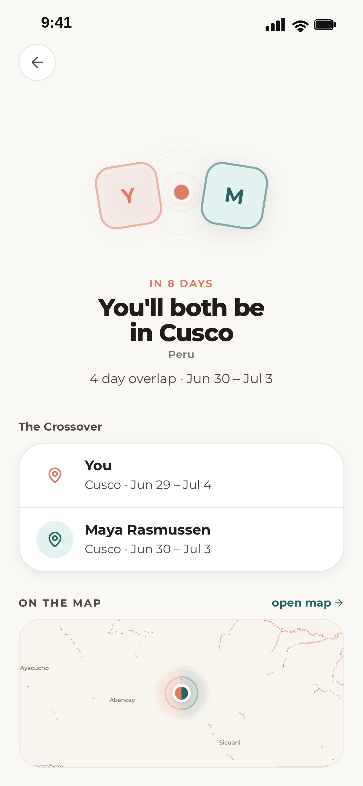 A Crosser crossover: you and a friend will both be in Cusco in 8 days